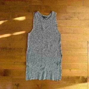 Dynamite | Cable-knit long vest grey &  black w/ side slit size medium